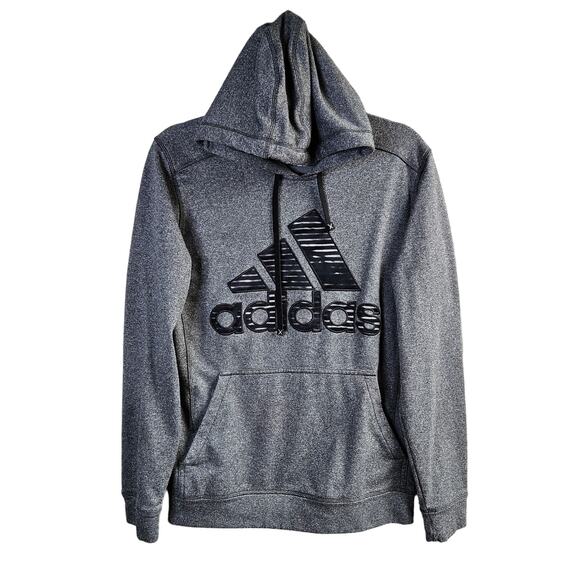 ADIDAS ULTIMATE HOODIE Gray Black Womens Size Medium Hooded Pouch Pocket Sweater - Picture 1 of 7